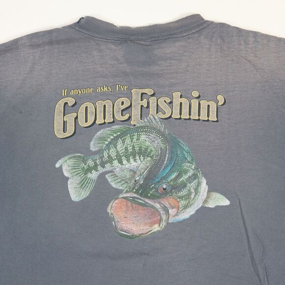 Thrashed Sun Faded Columbia Bass Fishing T-Shirt Paint Bleach Distress 2XL - Picture 3 of 8